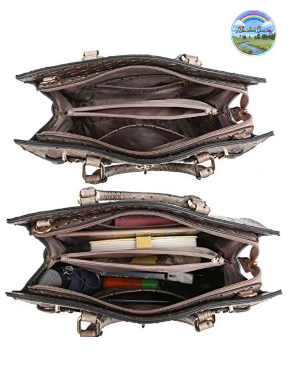 Vegan Leather Satchel Handbag with Matching Clutch and Shoulder Strap